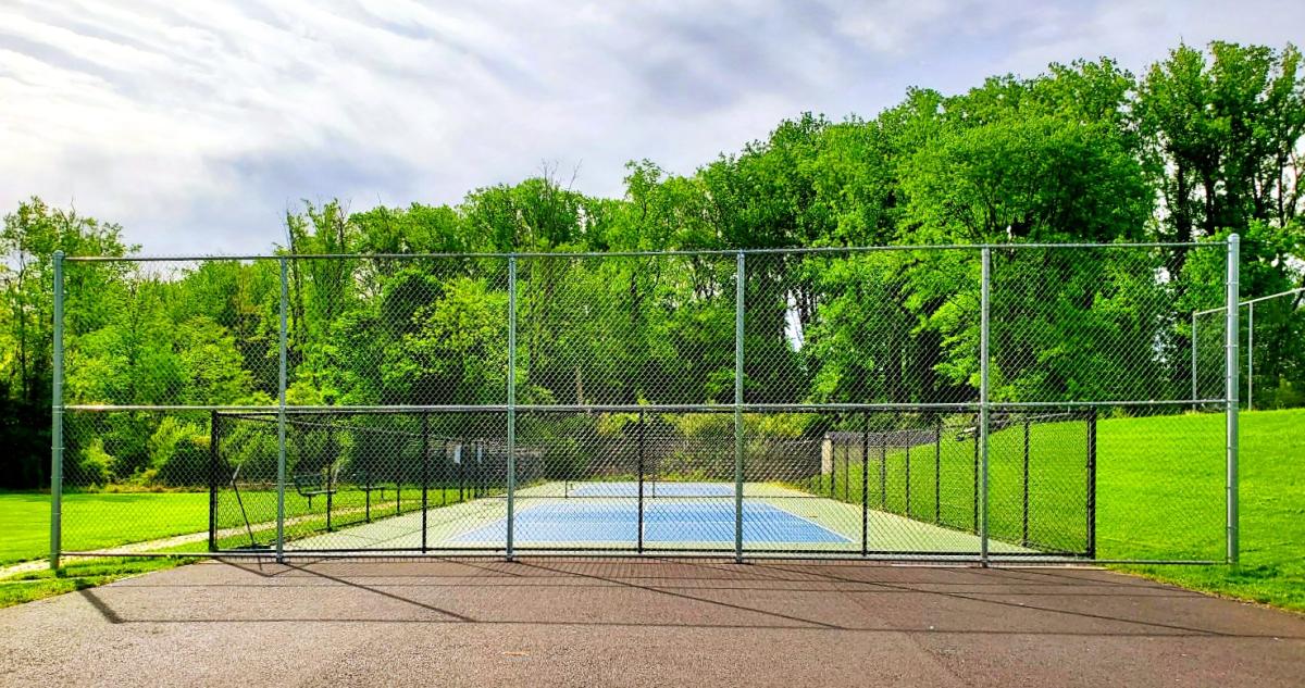 Pickleball court with new fence