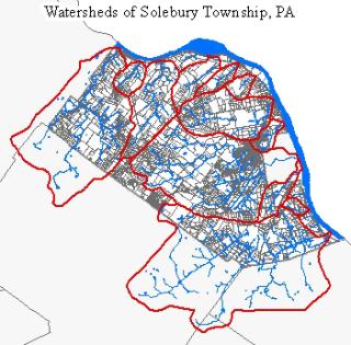 Map of Watersheds in Solebury Township